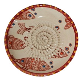 Hand-made Ceramic Garlic Grater Plate - Hand painted
