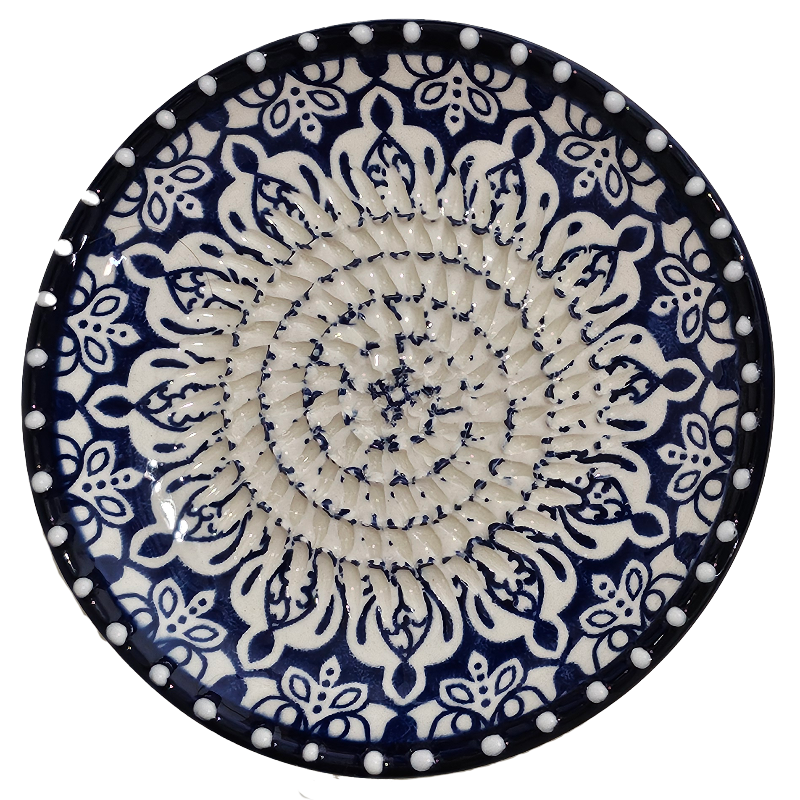 Garlic Grater Plate | White Blue